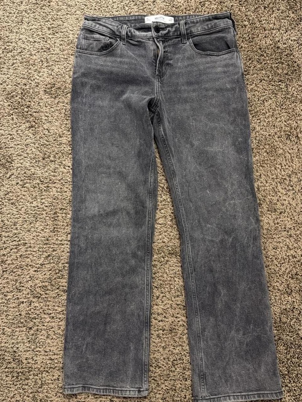 Hollister Women's Washed Gray Straight-Leg Jeans